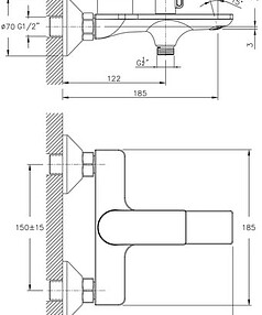 Смеситель HAIBA HB60505-3 (для ванны, короткий излив) оружейная сталь