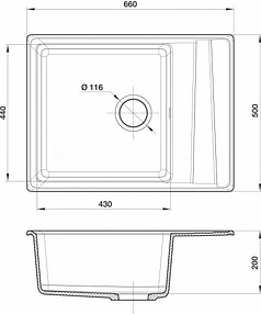 Мойка GRANFEST GF-LV-660L 660x500мм ск.мрамор-черный (сифон в комплекте)