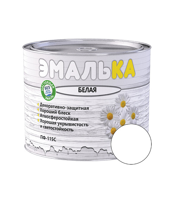 Эмаль ПФ-115С ЭМАЛЬКА белая, 1,9кг 586x674 в Материке