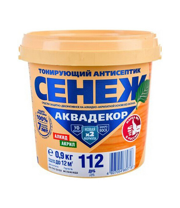 Антисептик Сенеж АКВАДЕКОР 112 дуб, 0,9 кг 586x674 в Материке
