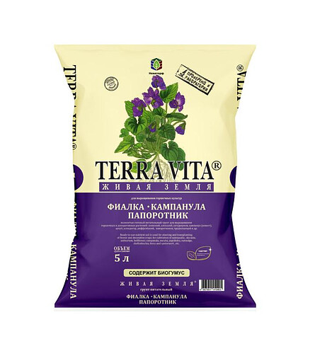 Грунт TERRA VITA ЖИВАЯ ЗЕМЛЯ Фиалка-Кампанула-Папоротник (5л) 438x503 в Материке