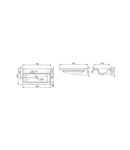 Умывальник GEM M90WCC0752WG 75см с/о мебельный 438x503 в Материке - Вариант 2