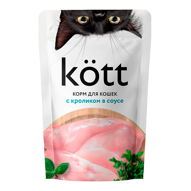 Корм для кошек ТМ KOTT с кроликом в соусе, пауч (75г)