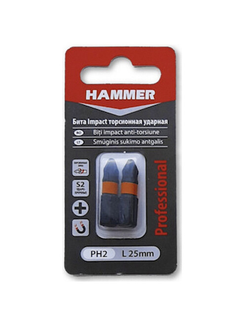 Бита ударная HAMMER PH2 25мм 2шт 495x660 Бита ударная HAMMER PH2 25мм 2шт 495x660 в Материке