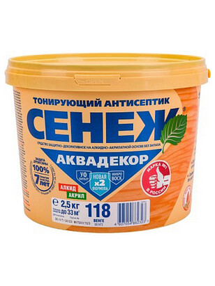 Антисептик Сенеж АКВАДЕКОР 118 венге, 2,5кг 238x286 в Материке
