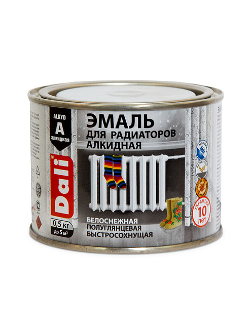 Эмаль Dali для радиаторов алкидная (до +80С), 0,5кг 495x660 Эмаль Dali для радиаторов алкидная (до +80С), 0,5кг 495x660 в Материке