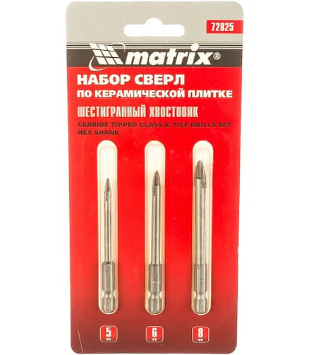 Набор сверл по плитке MATRIX 5/6/8мм 6гр. 3шт. 438x503 в Материке - Вариант 2
