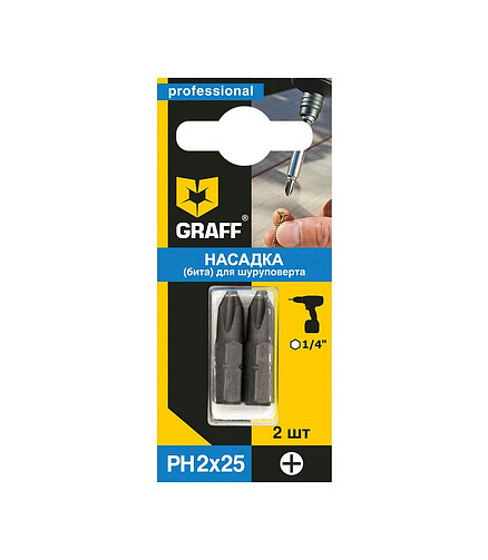 Бита GRAFF PH2 25мм 2шт/уп. 438x503 в Материке