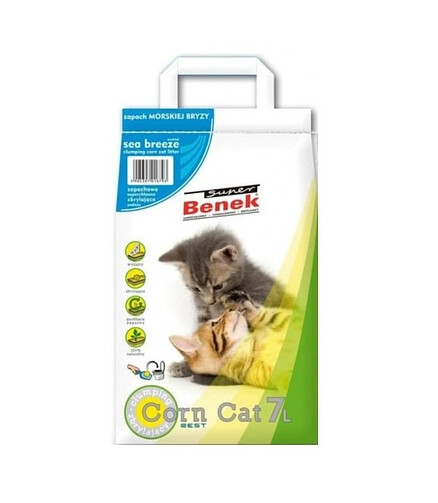 Наполнитель растительный кукурузный Super Benek Corn Cat Морской бриз (7л) 438x503 в Материке