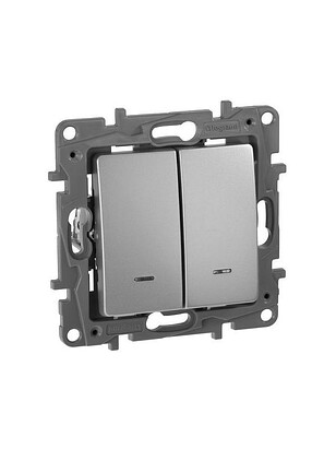 Выключатель Legrand ETIKA 672404 2кл. подсв. алюмин. 238x286 в Материке - Вариант 2