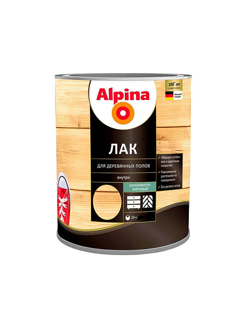 Лак Alpina алкидн.для деревянных полов шелковисто-матовый, 0,75л 495x660 Лак Alpina алкидн.для деревянных полов шелковисто-матовый, 0,75л 495x660 в Материке