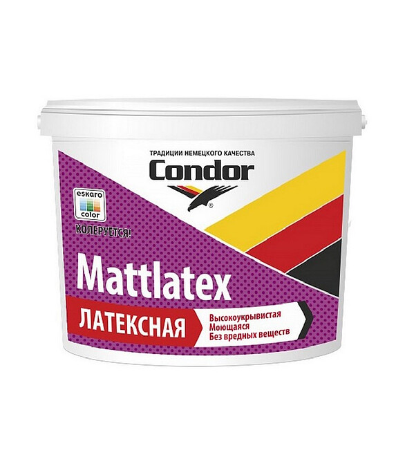Краска Condor Mattlatex глубокоматовая, 7,5кг 586x674 Краска Condor Mattlatex глубокоматовая, 7,5кг 586x674 в Материке