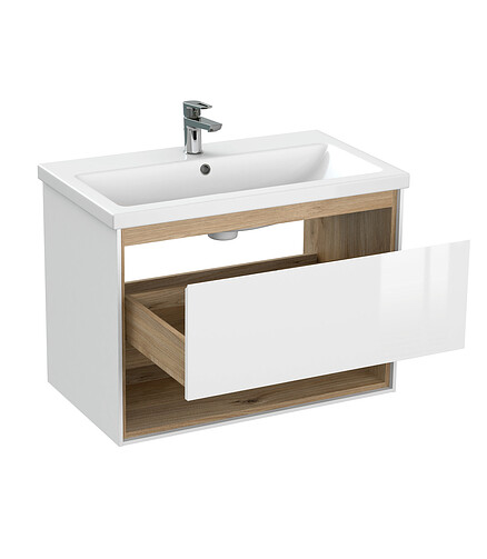 Тумба LOUNA 80 подвесная белая 438x503 в Материке - Вариант 3