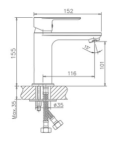 Смеситель HAIBA HB10505-3 (для умывальника) оружейная сталь