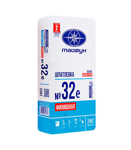 Шпатлевка Тайфун Мастер № 32Е цементная финишная, 25кг 438x503 в Материке