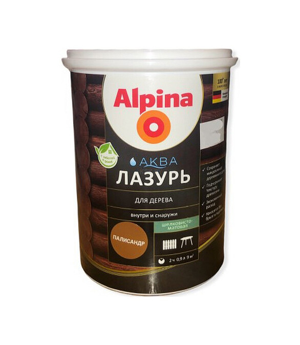 Лазурь Alpina АКВА для дерева Палисандр, 0,9л 586x674 Лазурь Alpina АКВА для дерева Палисандр, 0,9л 586x674 в Материке