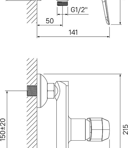 Смеситель VIBE VIBSB00i03WA (для душа) без душ.комплекта 438x503 в Материке - Вариант 2