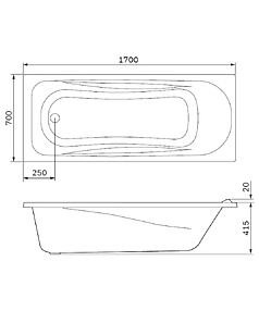 Ванна акриловая прямоугольная SENSE NEW 170x70см без каркаса