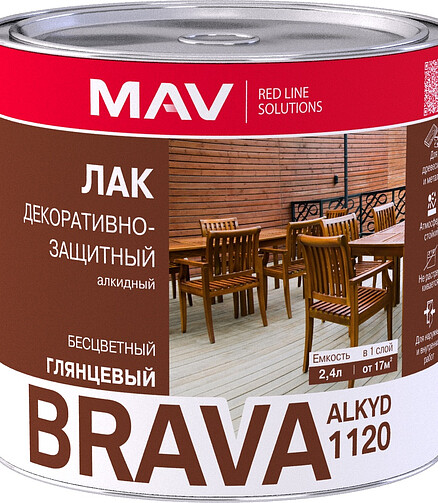 Лак BRAVA алкидный для наруж./внутр. работ, 1,7кг 438x503 в Материке