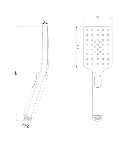 Лейка для душа LM8123BL, 3 ф-ции 80х260мм, черный 438x503 в Материке - Вариант 2