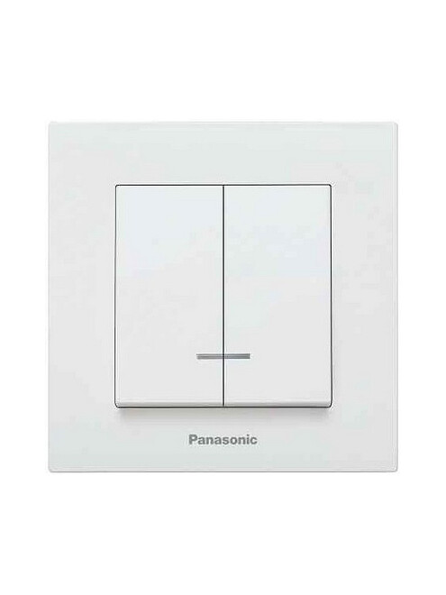 Выключатель Panasonic KARRE Plus 2кл. подсв. белый 495x660 Выключатель Panasonic KARRE Plus 2кл. подсв. белый 495x660 в Материке