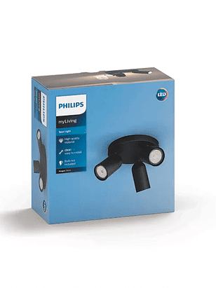 Светильник потолочный PHILIPS PONGEE 3xNW черн. 5,5W/GU10/IP20 238x286 в Материке - Вариант 2