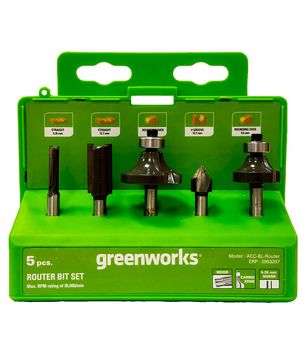Набор фрез GREENWORKS 6.35мм 5шт 438x503 в Материке
