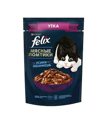 Корм для кошек FELIX Мясные ломтики, утка, соус (75г) 438x503 в Материке