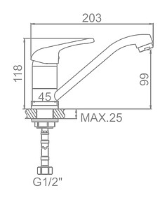 Смеситель W45215-1 (для умывальника) на гайке, ЦИНК 238x286 в Материке - Вариант 2