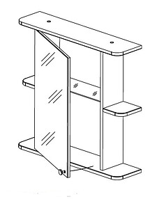 Шкаф навесной зеркальный КАМЕЛИЯ-05 левый (арт.СМ 001.05 L) 640х670х165мм