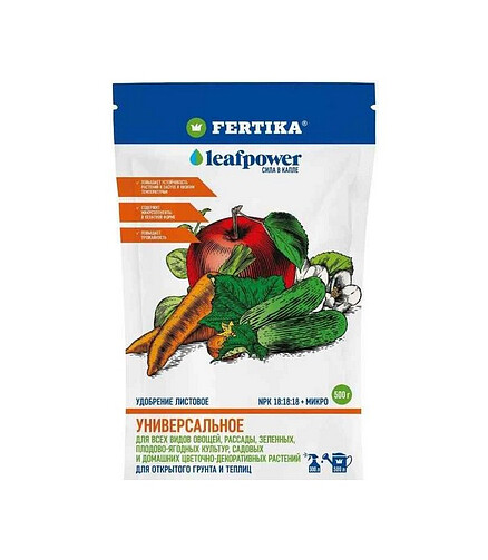 Удобрение FERTIKA Leaf Power Универсальное, минеральное (500г) 438x503 в Материке