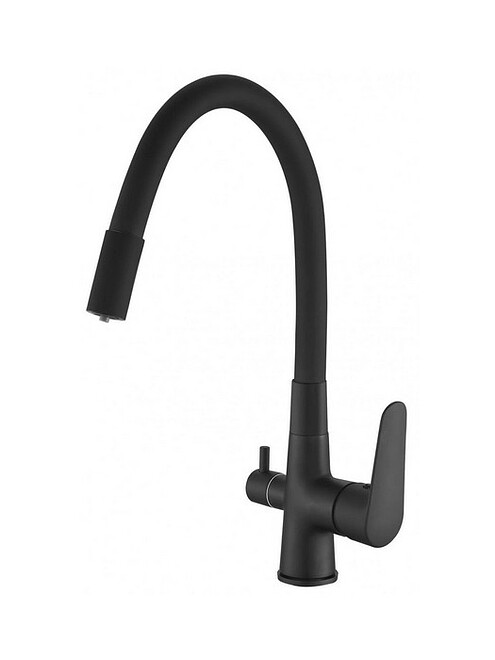 Смеситель CORAL CL 03 B Total (для кухни) гибкий излив на две воды, черный 495x660 Смеситель CORAL CL 03 B Total (для кухни) гибкий излив на две воды, черный 495x660 в Материке