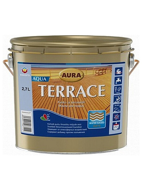 Масло для террас Aura Terrace Aqua бесцветный, 2,7л 495x660 Масло для террас Aura Terrace Aqua бесцветный, 2,7л 495x660 в Материке