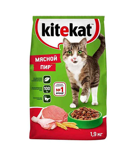 Корм для кошек KITEKAT Мясной пир (1,9кг) 438x503 в Материке