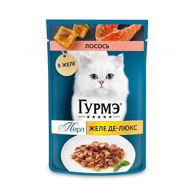 Корм для кошек Gourmet Perle Желе де-Люкс, лосось, желе (75г) 620x620 в Материке