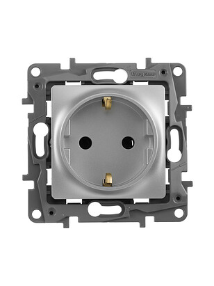 Розетка Legrand ETIKA 672421 1мест. с/з алюмин. 238x286 в Материке