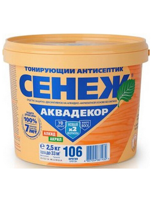 Антисептик Сенеж АКВАДЕКОР 106 орегон, 2,5кг 495x660 Антисептик Сенеж АКВАДЕКОР 106 орегон, 2,5кг 495x660 в Материке