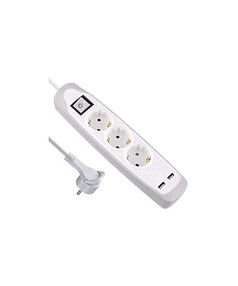 Удлинитель ELECTRALINE 62153 3роз. 2USB 2м 3х1 белый/серый