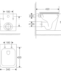 Унитаз ODRA подвесной безободковый ТОРНАДО с сиденьем DUROPLAST Slim S-Close 238x286 в Материке - Вариант 2