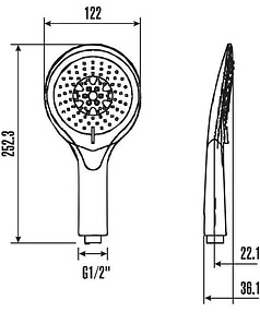 Лейка для душа VODA VSP1205 d122мм 5 функций форсунки Self-Clean Device