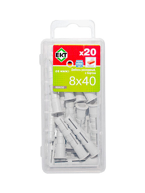 Дюбель распорный KEW KSD S 8х40 с бортом, нейлон B006250 (уп=20шт)_BOX 495x660 Дюбель распорный KEW KSD S 8х40 с бортом, нейлон B006250 (уп=20шт)_BOX 495x660 в Материке