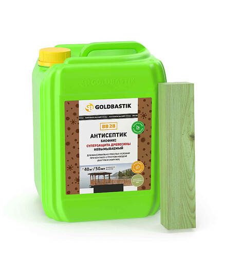 Антисептик GOLDBASTIK BB28 Биофикс Суперзащита древесины, 5л 438x503 в Материке