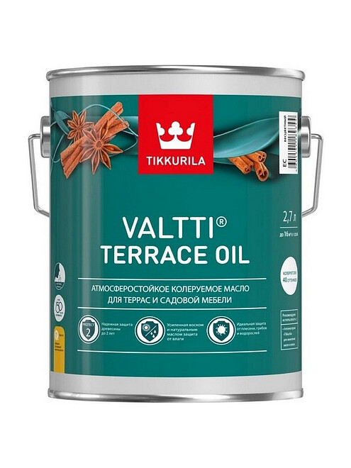 Масло Tikkurila VALTTI для террас, 2,7л 495x660 Масло Tikkurila VALTTI для террас, 2,7л 495x660 в Материке