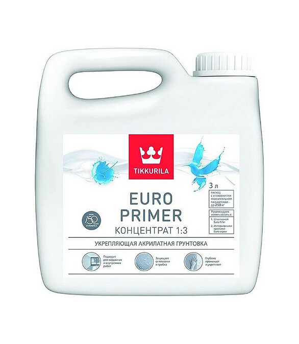 Грунтовка Tikkurila EURO PRIMER концентрат (1:3), 3л 586x674 в Материке