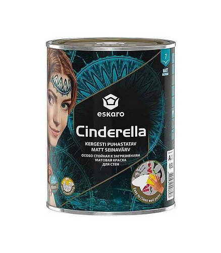 Краска Eskaro Cinderella стойкая к загрязнениям матовая, 0,9л 438x503 в Материке