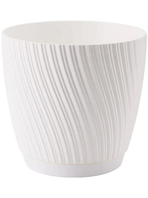 Горшок MIKA Eco Recycled с поддоном (14,8x13,7см) пластик белый 4550-011 495x660 в Материке