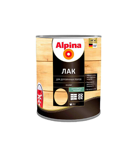Лак Alpina алкидн.для деревянных полов шелковисто-матовый, 0,75л 438x503 в Материке