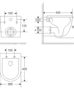 Унитаз WARTA подвесной безободковый с сиденьем DUROPLAST Slim S-Close 238x286 в Материке - Вариант 2