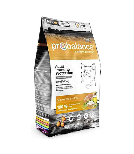 Корм для кошек ProBalance Adult Immuno Protection курица, индейка (1,8кг) 438x503 в Материке