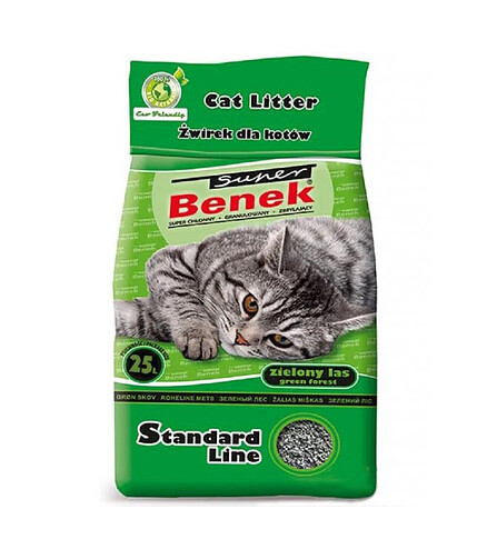 Наполнитель минеральный комкующийся Super Benek Standart Line Zielony Las (10л) 438x503 в Материке